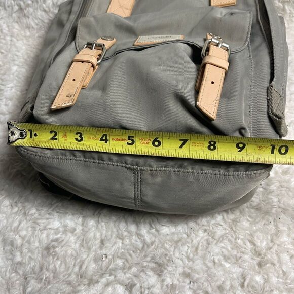 Himawari Laptop backpack Gray canvas tan faux leather straps . - Picture 8 of 10